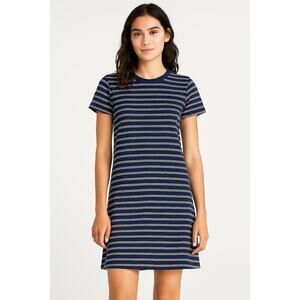 Madewell Navy White Striped T-Shirt Dress XS